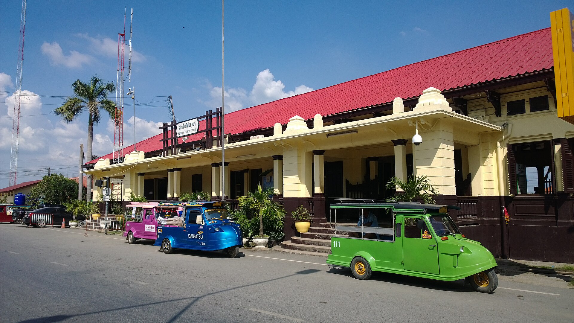 The charming Ayutthaya train station, a gateway to the ancient city.