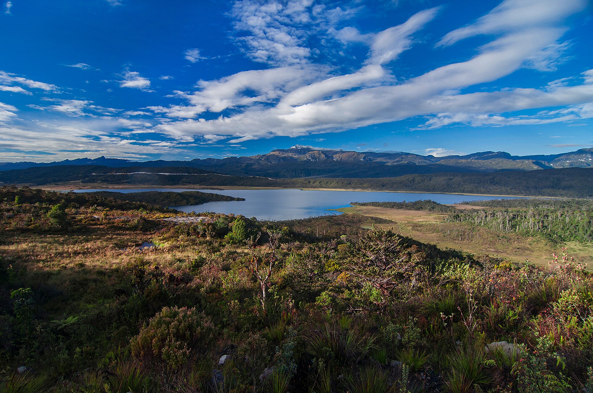 The breathtaking view of Lake Habema, the highest lake in Indonesia.