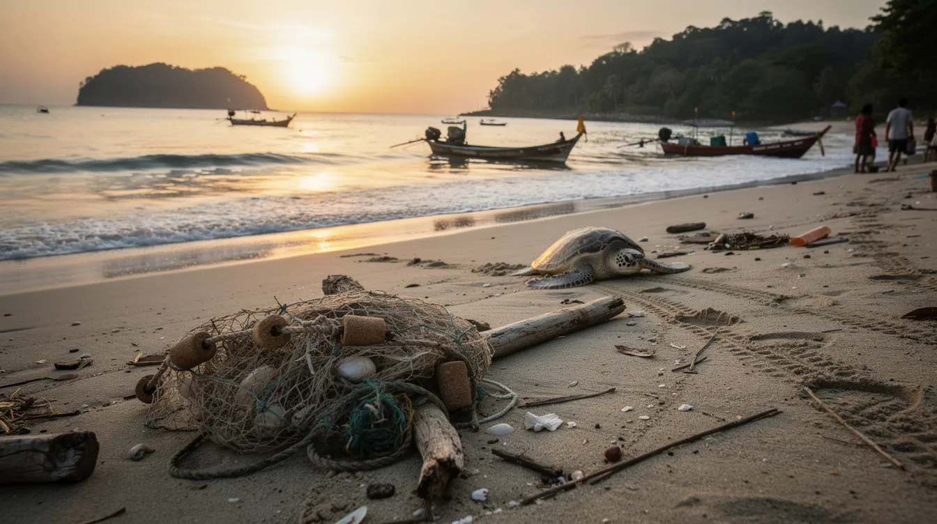 Local Hero Rescues Sea Turtle from Fishing Net in Phuket