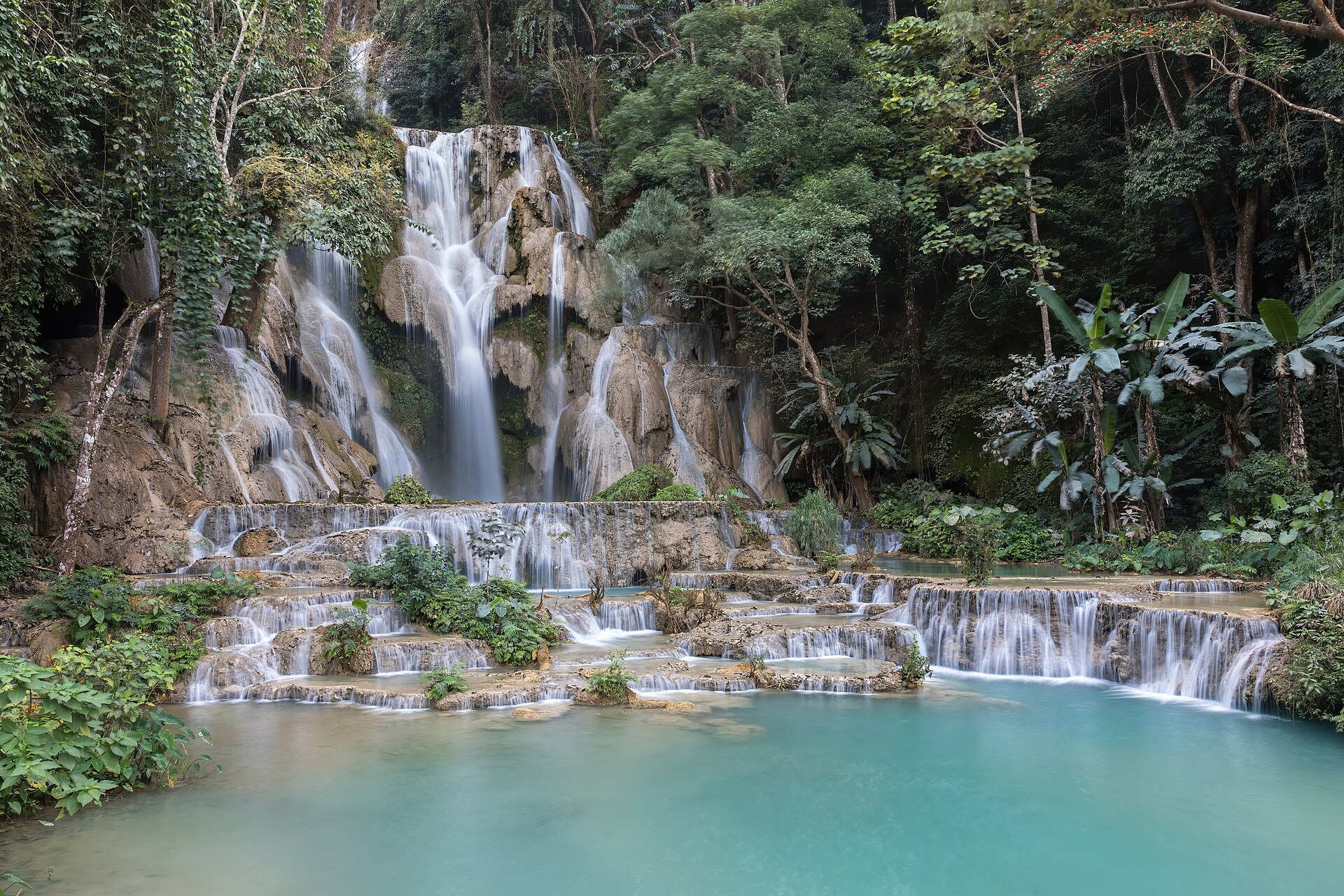 The breathtaking Kuang Si Falls, a must-visit natural wonder near Luang Prabang.