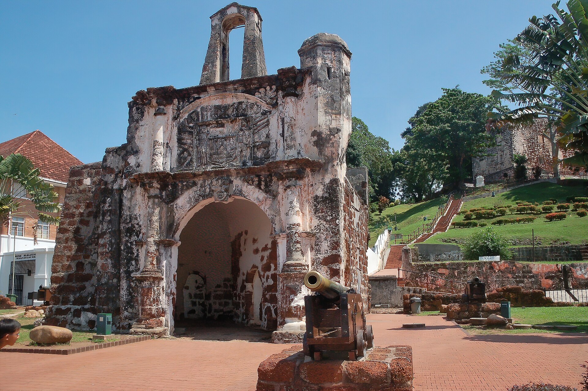 The historic Porta de Santiago, a remnant of the Portuguese fortifications.