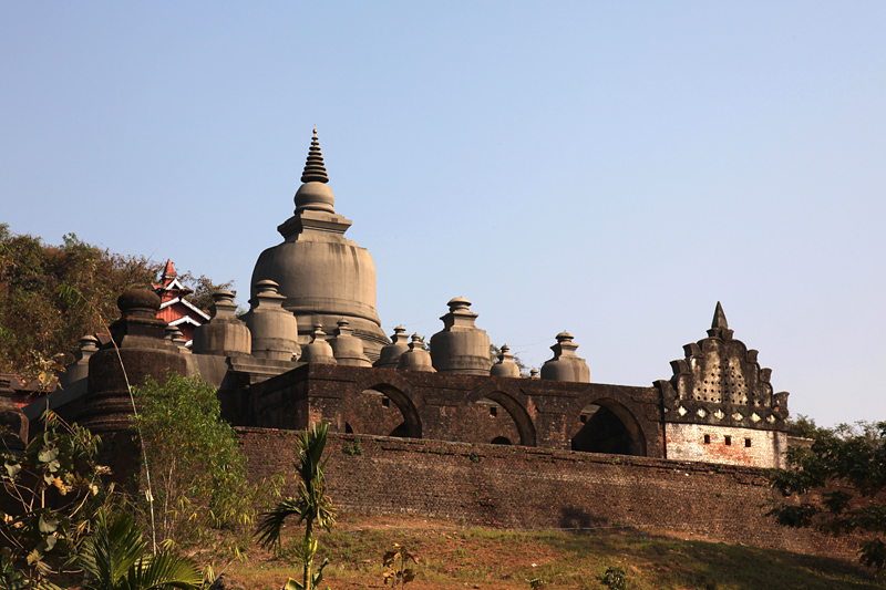 The intricate carvings of Shitthaung Pagoda tell the tales of the Buddha's past.