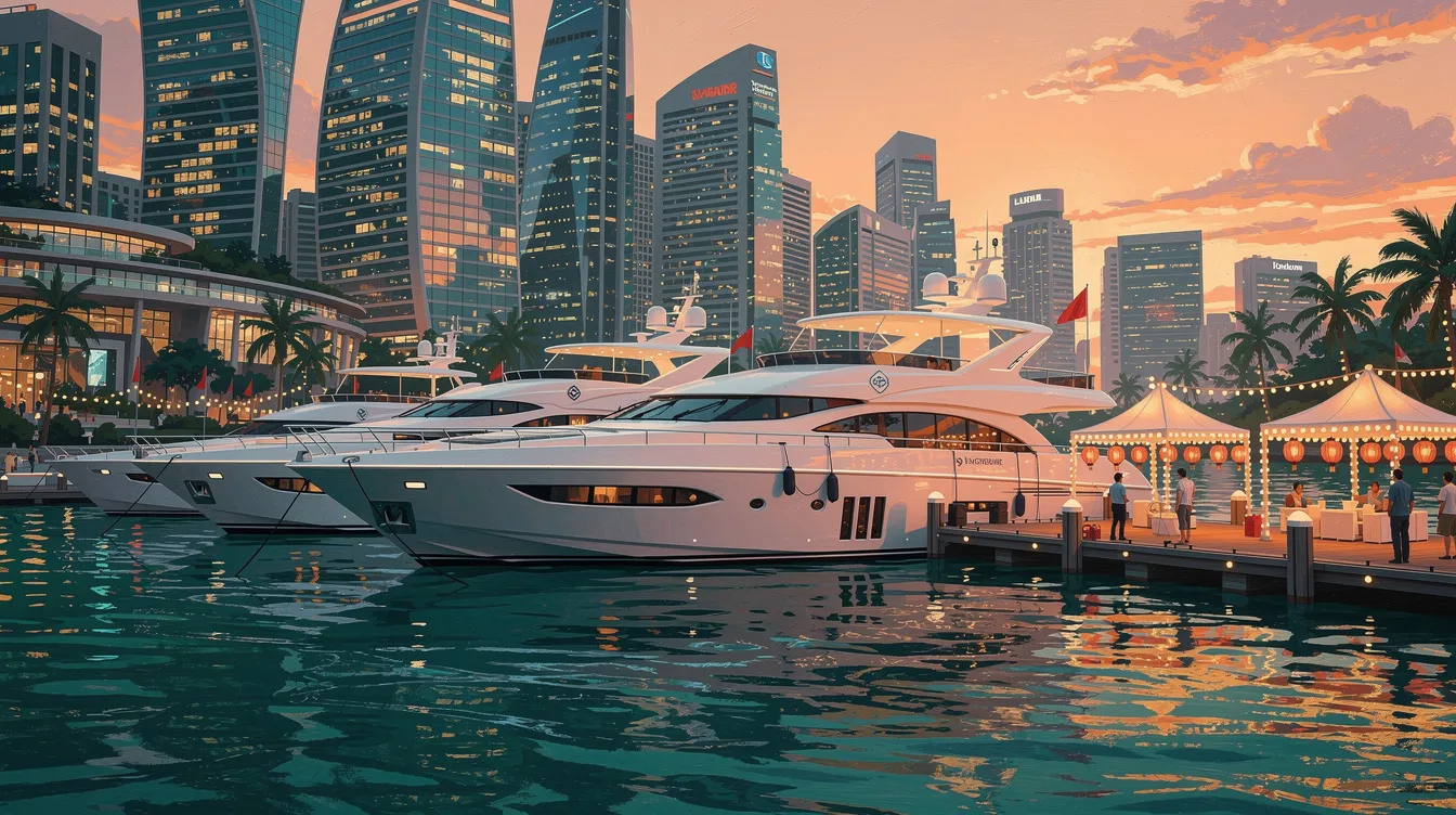 Luxury yachts showcased during the Singapore Yachting Festival on Sentosa Island.